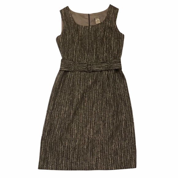 Anthropologie Dresses & Skirts - Anthropologie Anni Kuan Womens black gray silver tweed dress with belt size 6